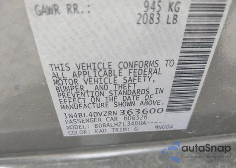 2024 Nissan Altima Sv Fwd из США, поврежденный, VIN 1N4BL4DV2RN363600